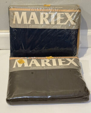 🛏️ Vintage Martex King Fitted Sheet Lot Navy & Black NOS Percale 180 TC